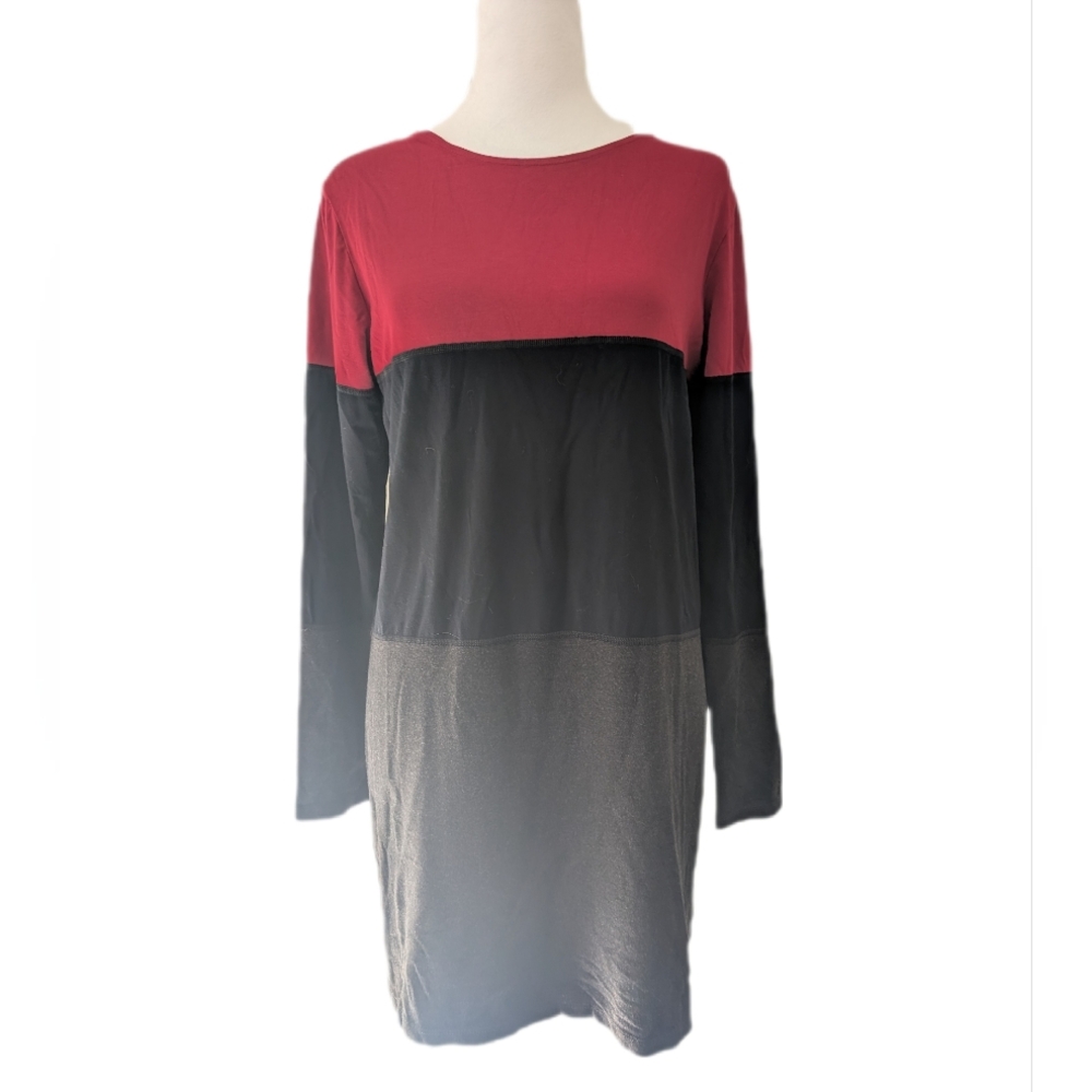 Miik  -M- Longsleeved Tunic Mini Dress  Red Black Grey